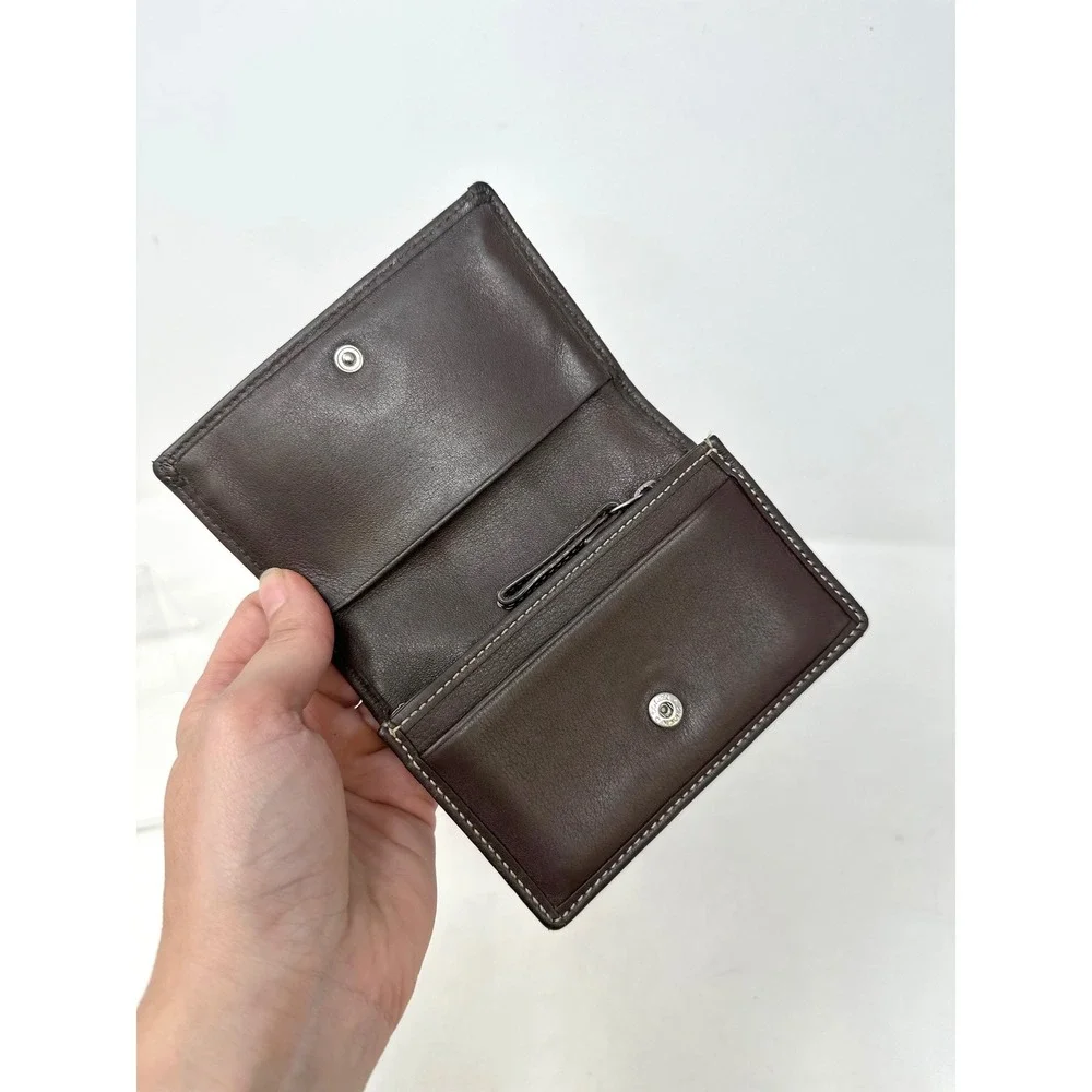 Vintage Coach Compact Bifold Leather Wallet Brown